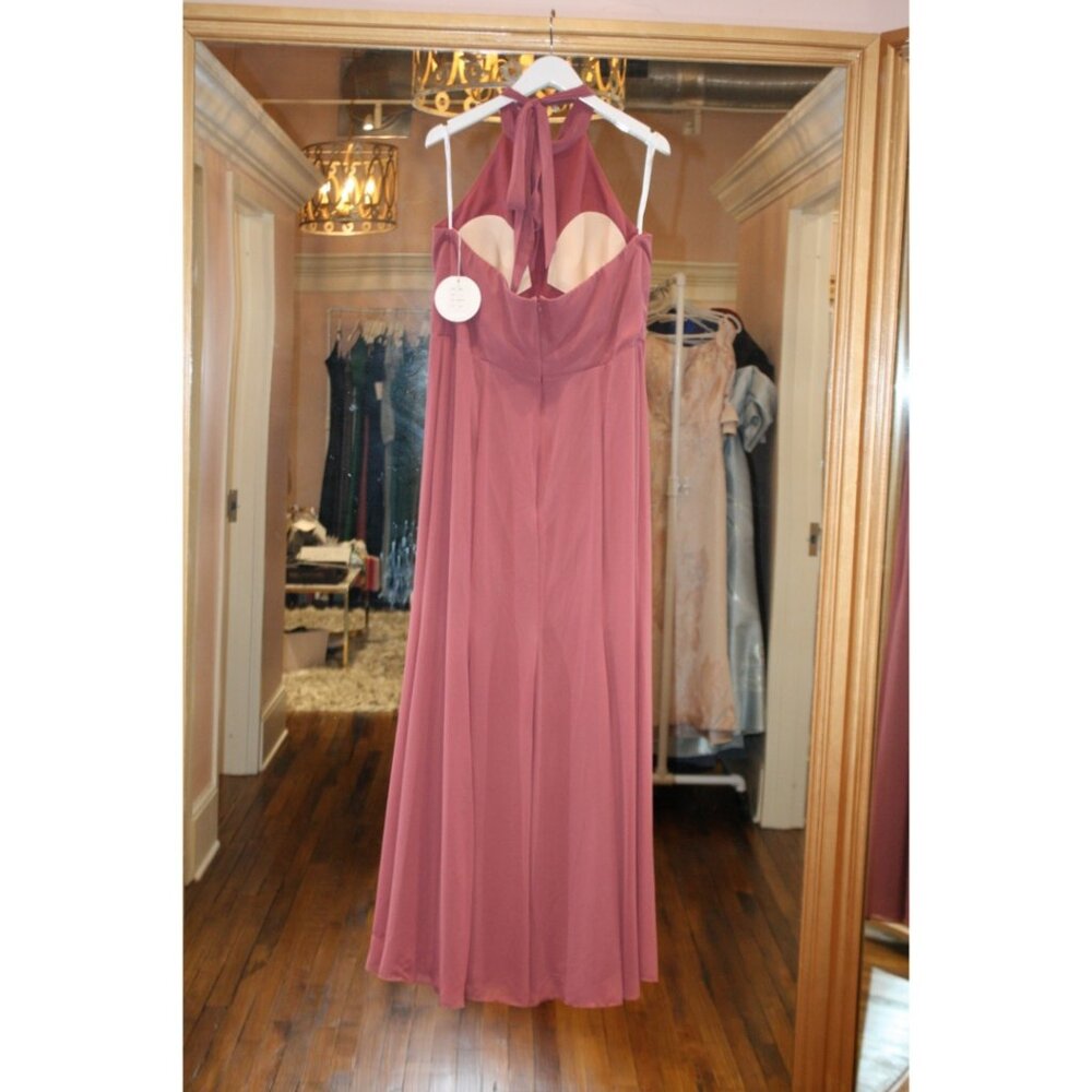WTOO Bruna. Rose Long Chiffon Halter Aline Dress. Size XL (14/16) - Picture 3 of 5